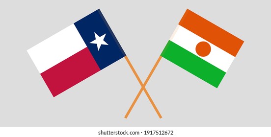 Crossed flags of the State of Texas and Niger