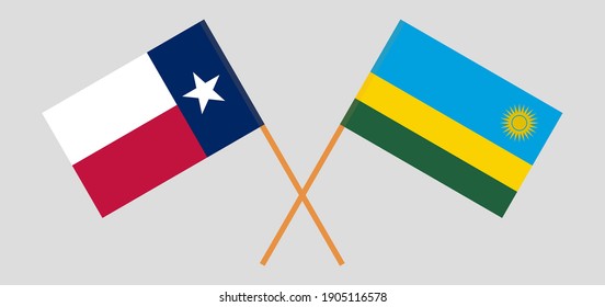 Crossed flags of the State of Texas and Rwanda