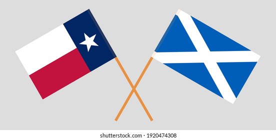 Crossed flags of the State of Texas and Scotland