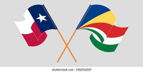 Gekreuzte Flaggen des Staates Texas und der Seychellen