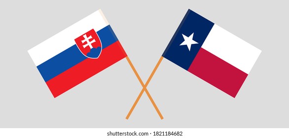 Überkreuzte Flaggen des Staates Texas und der Slowakei
