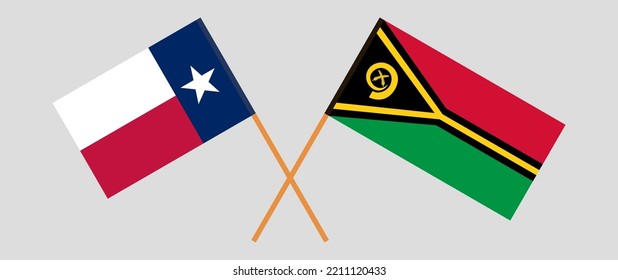 Banderas cruzadas del Estado de Texas y Vanuatu. Colores oficiales. Proporción correcta. Ilustración del vector
