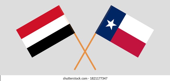 Crossed flags of the State of Texas and Yemen