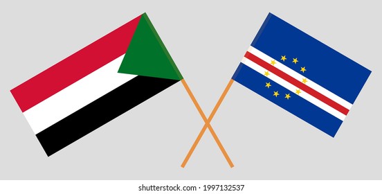 Crossed flags of the Sudan and Cape Verde. Official colors. Correct proportion