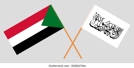 Überquerte Flaggen des Sudan und des Islamischen Emirats Afghanistan. Offizielle Farben. Richtiger Anteil