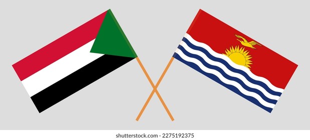 Crossed flags of the Sudan and Kiribati. Official colors. Correct proportion. Vector illustration