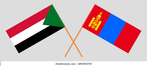 Crossed flags of the Sudan and Mongolia
