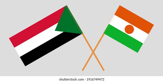 Crossed flags of the Sudan and the Niger