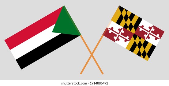 Crossed flags of the Sudan and the State of Maryland