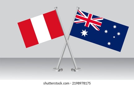 Crossed flags of Suriname and Australia. Official colors. Correct proportion. Banner design