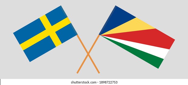 Crossed flags of Sweden and Seychelles