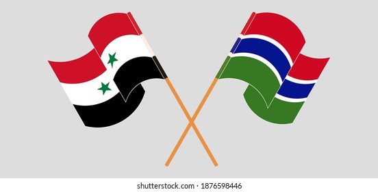 Crossed flags of Syria and the Gambia