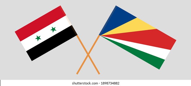 Crossed flags of Syria and Seychelles