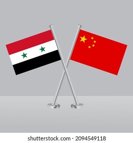Crossed flags of Syrian National Coalition and China. Official colors.. Correct proportion. Banner design