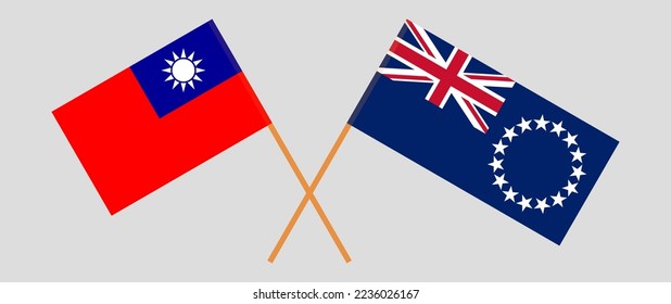 Crossed flags of Taiwan and Cook Islands. Official colors. Correct proportion. Vector illustration

