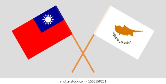Crossed flags of Taiwan and Cyprus