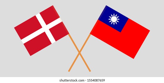 Crossed flags of Taiwan and Denmark