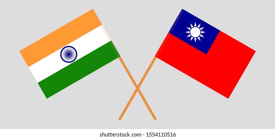 Crossed flags of Taiwan and India