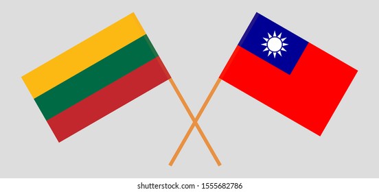 Crossed flags of Taiwan and Lithuania