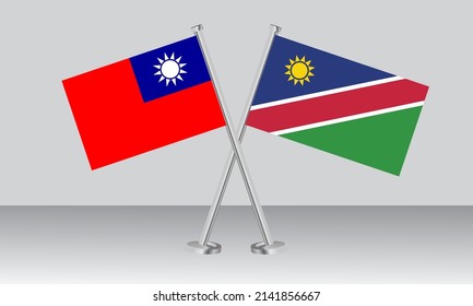 Crossed flags of Taiwan and Namibia. Official colors. Correct proportion. Banner design