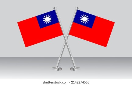 Crossed flags of Taiwan. Official colors. Correct proportion. Banner design