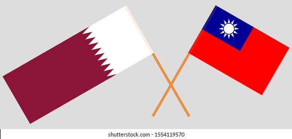 Crossed flags of Taiwan and Qatar