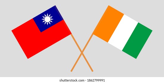 Crossed flags of Taiwan and Republic of Ivory Coast