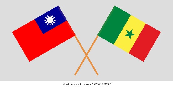 Banderas cruzadas de Taiwán y Senegal