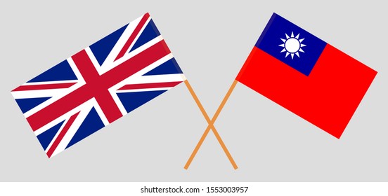 Crossed flags of Taiwan and the UK