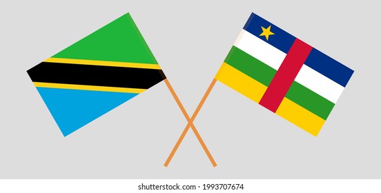 Crossed flags of Tanzania and Central African Republic. Official colors. Correct proportion