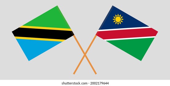 Crossed flags of Tanzania and Namibia. Official colors. Correct proportion