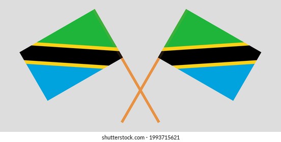 Crossed flags of Tanzania. Official colors. Correct proportion