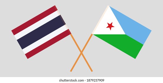 Crossed flags of Thailand and Djibouti