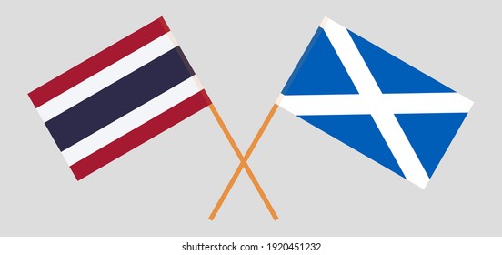 Crossed flags of Thailand and Scotland