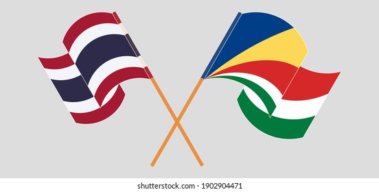 Gekreuzte Flaggen Thailands und der Seychellen