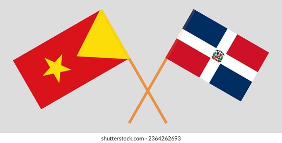 Crossed flags of Tigray and Dominican Republic. Official colors. Correct proportion. Vector illustration
