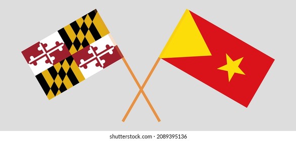 Crossed flags of Tigray and the State of Maryland. Official colors. Correct proportion