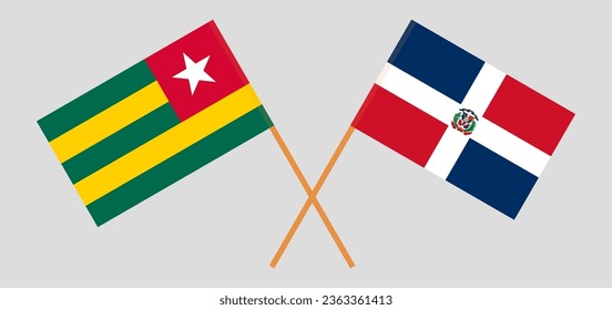 Crossed flags of Togo and Dominican Republic. Official colors. Correct proportion. Vector illustration
