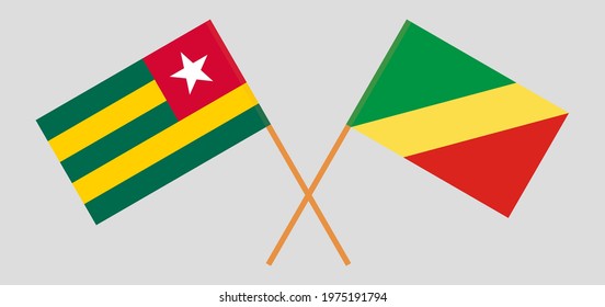 Crossed flags of Togo and Republic of the Congo. Official colors. Correct proportion