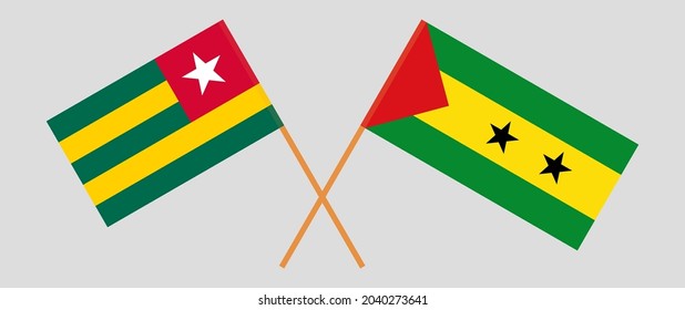 Crossed flags of Togo and Sao Tome and Principe. Official colors. Correct proportion