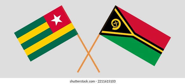 Crossed flags of Togo and Vanuatu. Official colors. Correct proportion