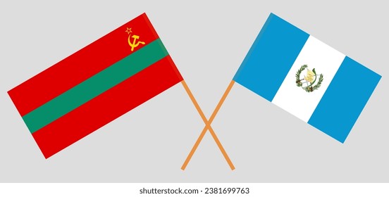 Crossed flags of Transnistria and Guatemala. Official colors. Correct proportion. Vector illustration

