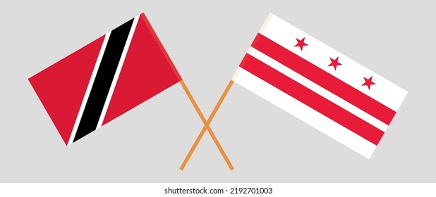 Crossed flags of Trinidad and Tobago and the District of Columbia. Official colors. Correct proportion. Vector illustration
