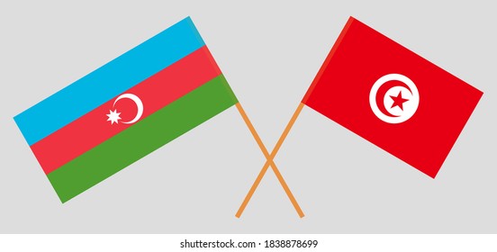 Crossed flags of Tunisia and Azerbaijan