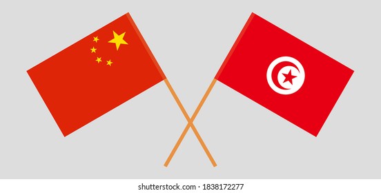Banderas cruzadas de Túnez y China