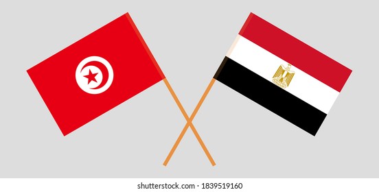 Banderas cruzadas de Túnez y Egipto