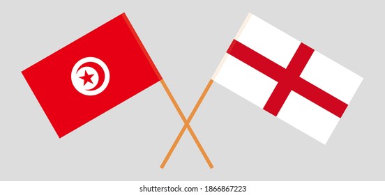 Crossed flags of Tunisia and England