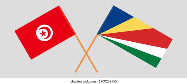 Crossed flags of Tunisia and Seychelles
