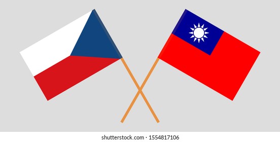 Crossed flags of Turkey and Czech Republic