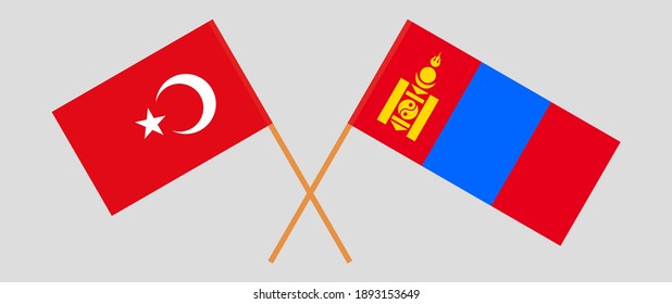 Crossed flags of Turkey and Mongolia